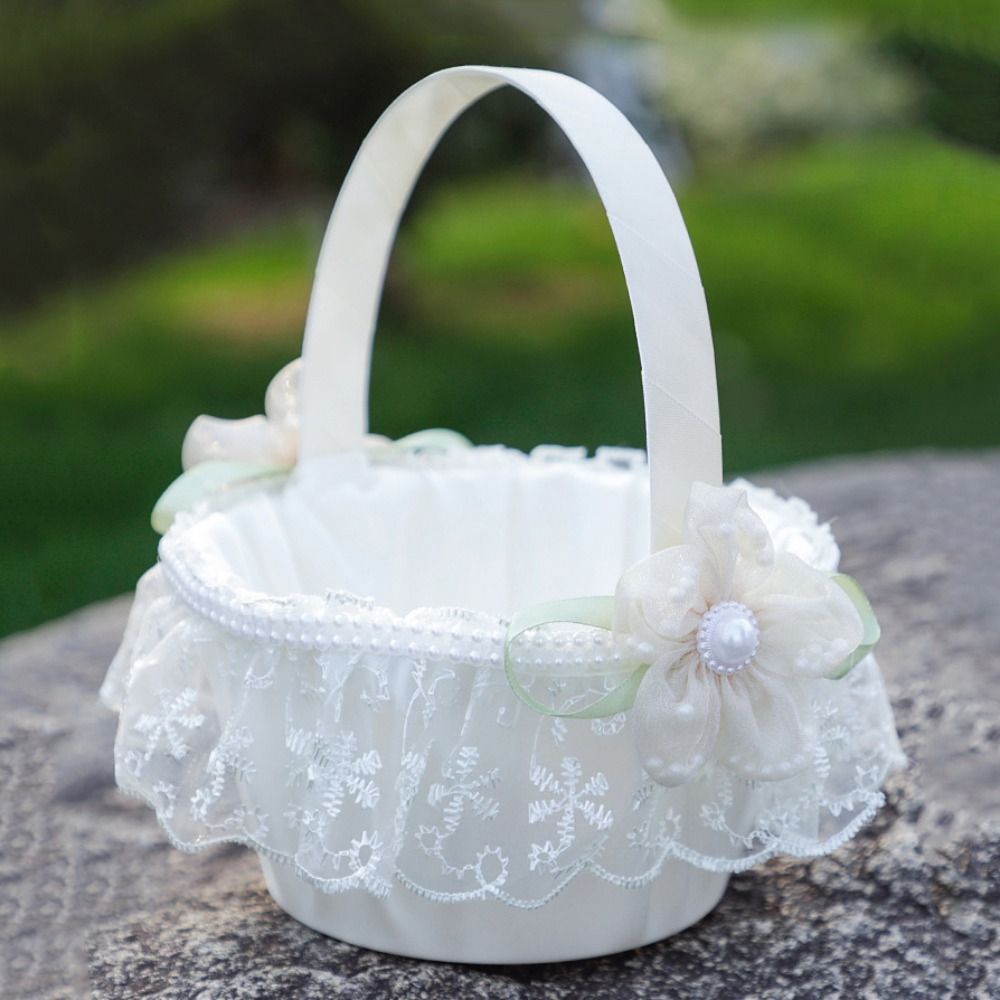 Sweet Lace Wedding Flower Bask - Gardening Tools Girls 评论和价格