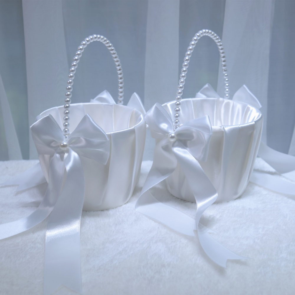 White Satin Bow Flower Girl Ba - Gardening Tools Girls 评论和价格